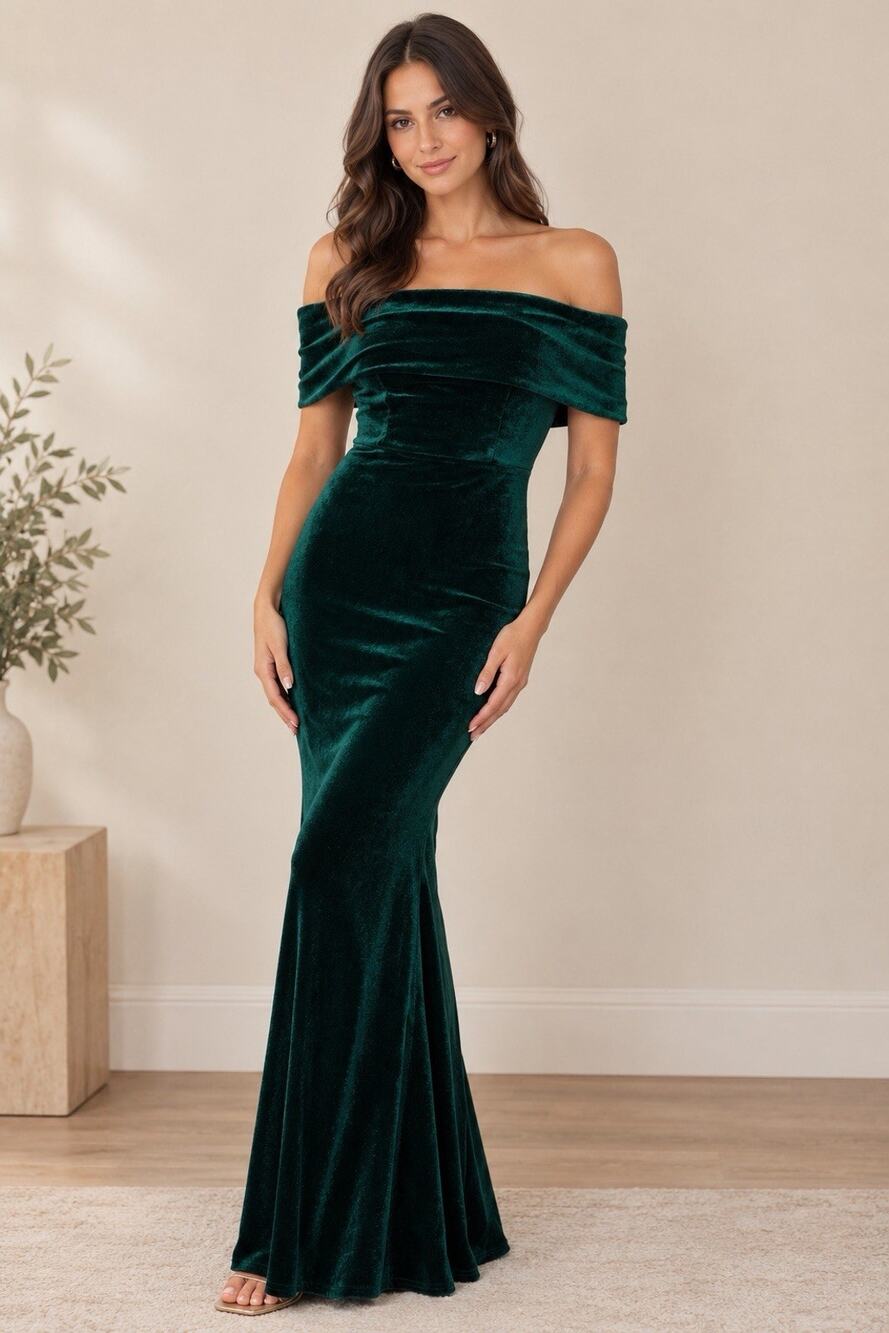 Off the Shoulder Maxi Dress Formal Dress Green Dress Medium NWT